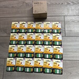 24 Pack Green Post-it Standard Page Flags in Dispenser  1" x 1.7" 50 Per Pack